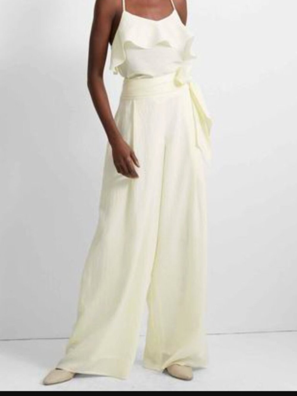 club monaco White yellow wide leg pants size 2